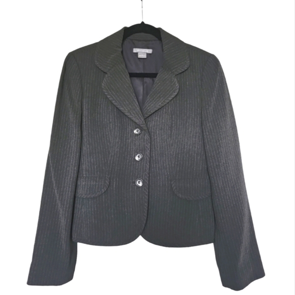 ANN TAYLOR Gray Pinstripe Blazer Jacket - Picture 1 of 6